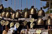 Bagan Myanmar. Sulamani temple. Metal leaves jingles on sale to the tourists. 